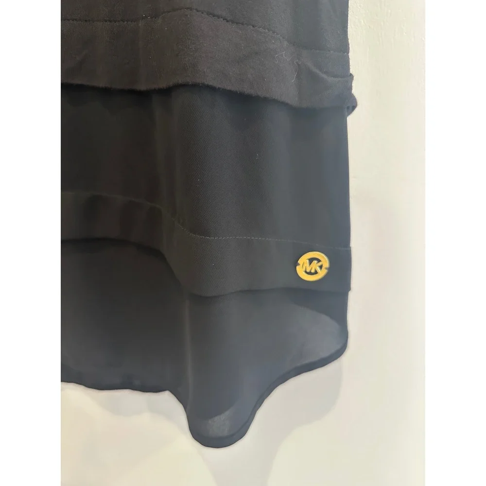 Michael Kors Womens XL Black Mixed Media Tiered Chiffon Hem Tank Top
